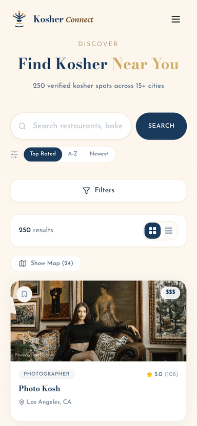 Explore kosher restaurants on the Kosher Connect iOS app