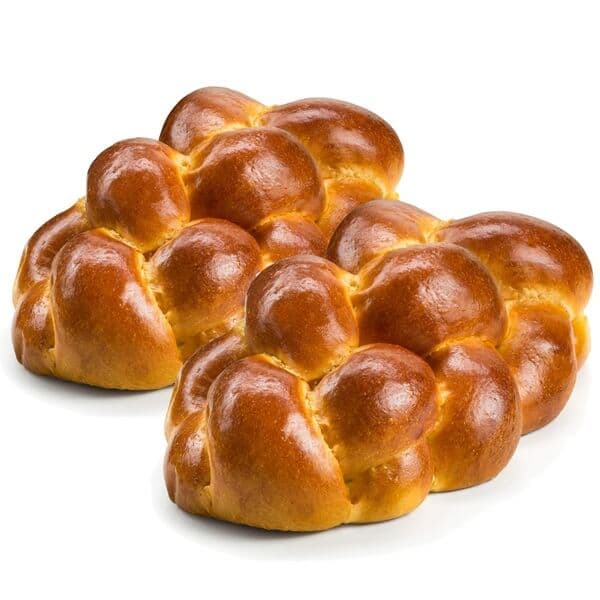 Two braided challah loaves