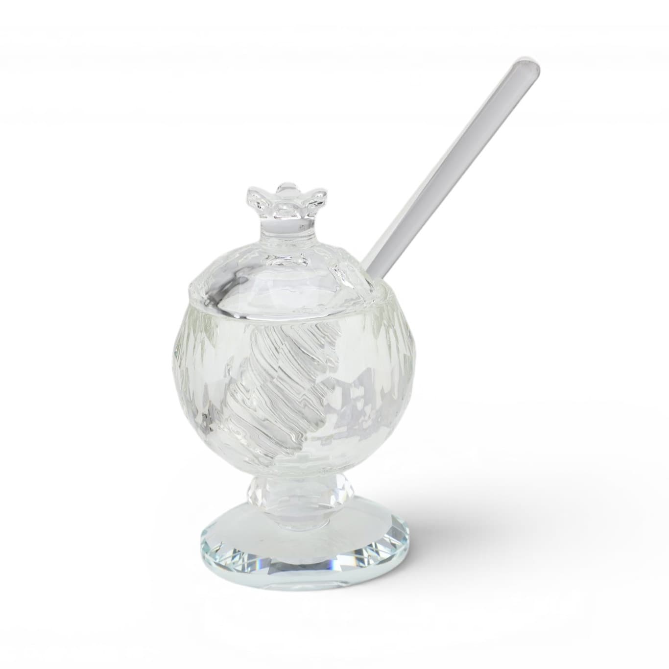 Crystal Pomegranate Honey Dish with Dipper