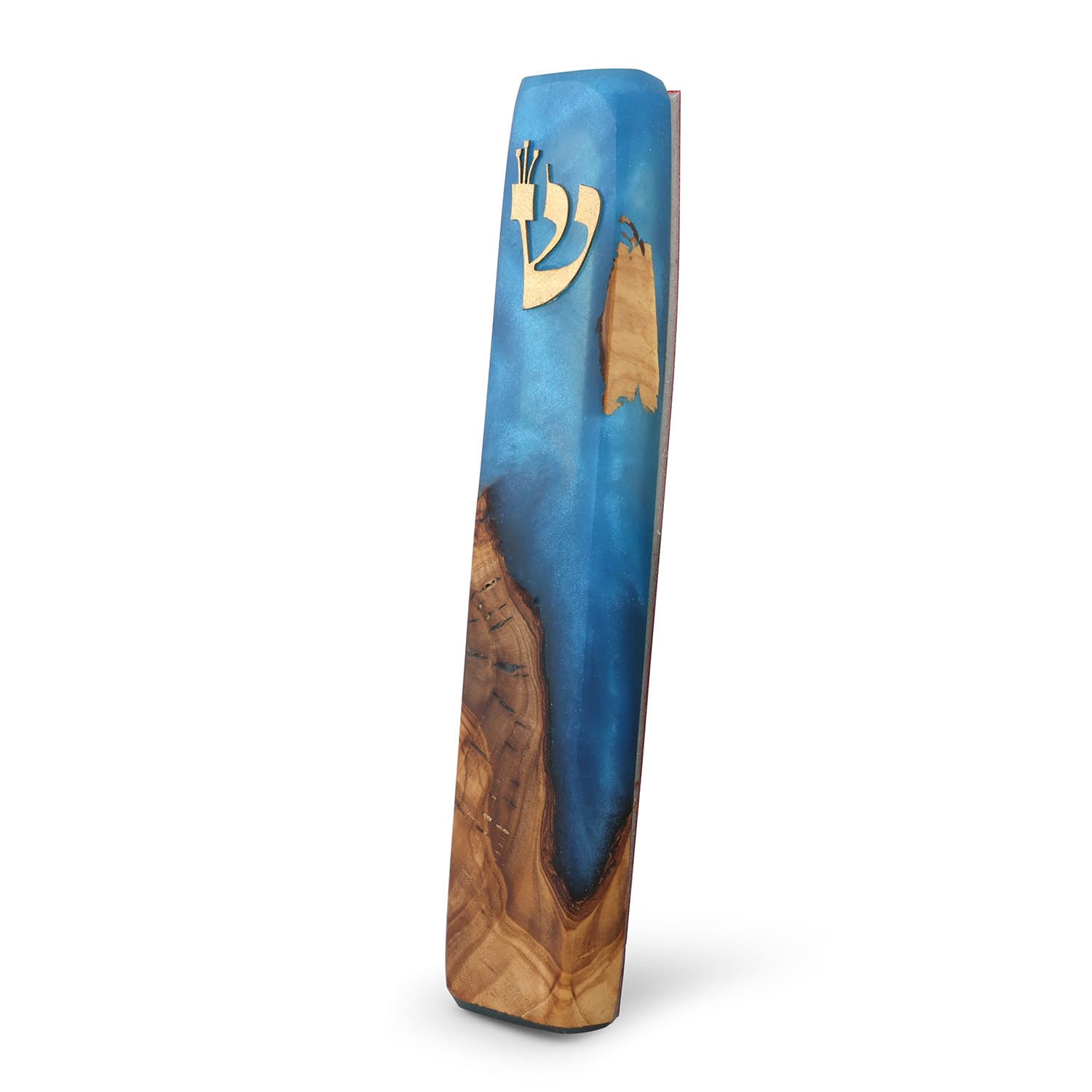 Olive Wood and Epoxy Mezuzah Case